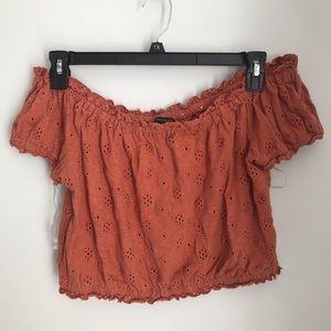 Off Shoulder Burnt Top • AEO